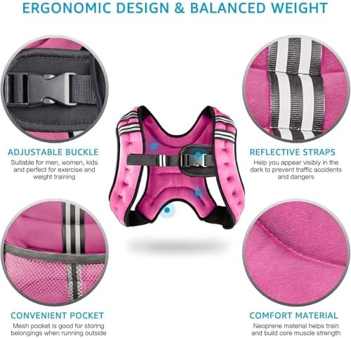 Weighted Vest Weight Vest for Men Women Kids Weights Included, Body Weight Vests Adjustable for Running, Training Workout, Jogging, Walking
