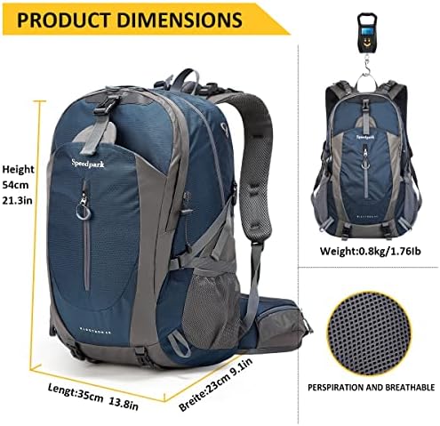Hiking Backpack 40L Waterproof Hiking Daypack with Rain Cover, Outdoor Trekking Travel Backpacks for Men Women