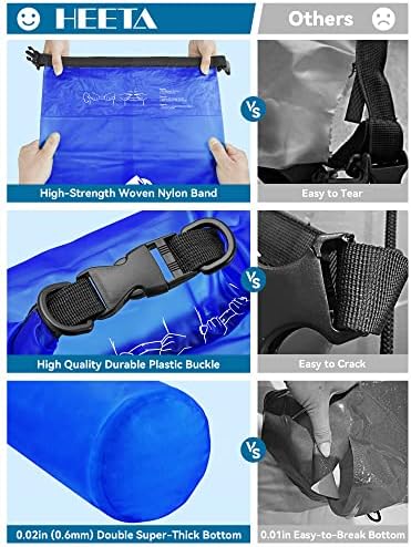 HEETA Dry Bag Waterproof for Women Men, 5L/10L/20L/30L/40L Roll Top Lightweight Dry Storage Bag Backpack with Phone Case for Travel, Swimming, Boating, Kayaking, Camping & Beach, 11 Transparent Colors