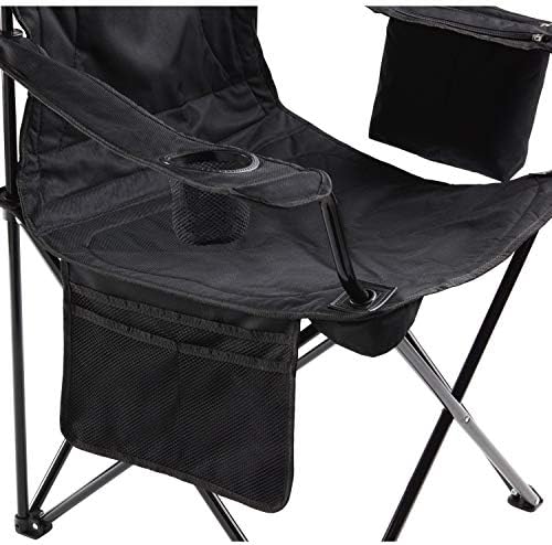 Coleman Portable Quad Camp Chair with 4-Can Cooler, Cushioned Seat & Back with Side Pockets & Cup Holder, Carry Bag Included