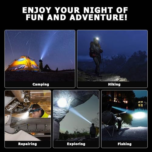 LED Headlamp Rechargeable, 2000 Lumens Super Bright Head Lamp with Motion Sensor, 5 Modes & 120°Adjustable & IPX7 Waterproof USB Rechargeable Headlight for Outdoor Camping, Running, Cycling, Climbing