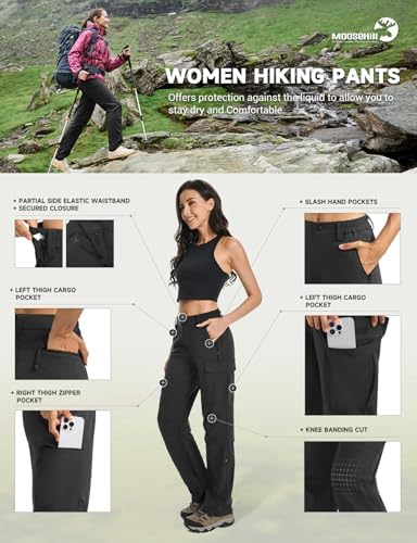 Moosehill Women's Hiking Pants Lightweight Quick Dry Water Resistant Cargo Travel Work Summer Pants for All Seasons