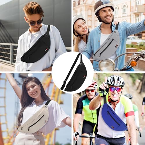 MAXTOP Large Crossbody Fanny Pack with 4-Zipper Pockets,Gifts for Enjoy Sports Festival Workout Traveling Running Casual Hands-Free Wallets Waist Pack Phone Bag Carrying All Phones