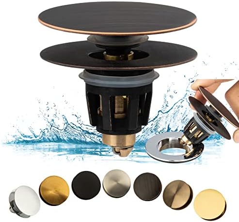 Artiwell Universal Bathroom Sink Drain Stopper, Fits Most Pop-Up Drains for Vessel Sink Lavatory Vanity, Sink Drain Strainer with Detachable Hair Catcher, Tested by Plumber in US (Oil Rubbed Bronze)