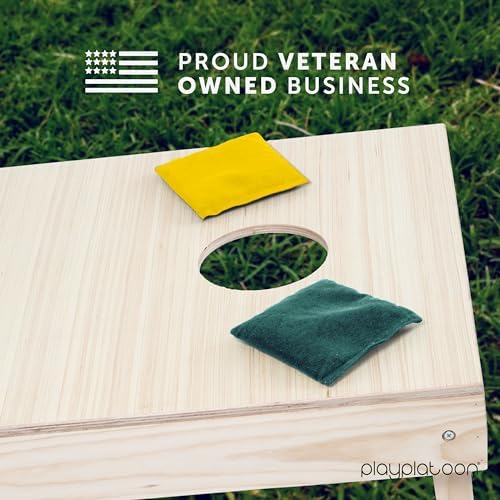Play Platoon Cornhole Bags Weather Resistant- Set of 8 Regulation Bean Bags for Tossing- Official Professional Size & Weight Corn Hole Bags Two Color All Weather Cornhole Beans Bag Set with Tote Bag