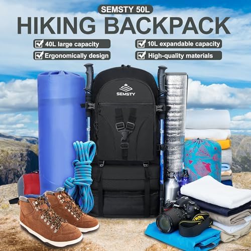 Hiking Backpack, 30L/40L/50L Expandable Hiking Backpack for Men and Women, Travel Backpack Flight Approved