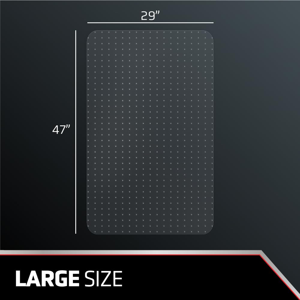 NINJA Easy Glide Office Chair Mat for Carpet Floors, Strong Slip Resistant Under Desk Floor Protector, Stay in Place Plastic Computer Mats for Rolling Work and Gaming Chairs, 29x47 Inch, Clear