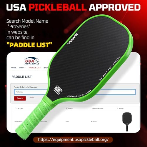 BAGAIL Pickleball Paddles, USAPA Approved Fiberglass Surface Pickleball Set, Lightweight Pickle Ball Rackets with 4 Balls, 1 Bag, Designed in California for Traction and Stability