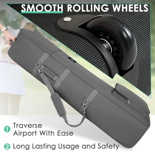 Golf Travel Bags for Airlines with Adjustable Support Rod and Detachable Shoulder Straps, Soft Foldable Golf Club Travel Covers, 900D Heavy Duty Oxford -Universal Size