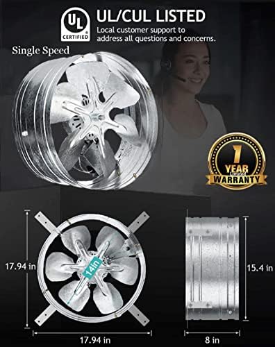 iLiving ILG8G14-12T Automatic Gable Mount Attic Ventilator Fan with Adjustable Thermostat, 3.10 Amp, 1220 CFM, Single-Speed