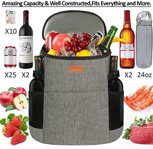 Camping Cooler Backpack 30 Cans, Soft Backpack Coolers Insulated Leak Proof Travel Cooler Bag Waterproof Lunch Picnic Beach Work Trip Thermal Bag Drink Beverage Beer Bag Cooler