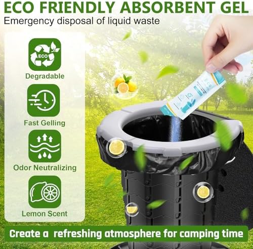 BLIKA Portable Toilet Absorbent Gel, Camping Toilet Gel Powder, Odor-Control Urine Liquid Waste Gel, Eco Absorbent Gel, Poo Urine Powder for Outdoor Camping, Hiking, Emergency