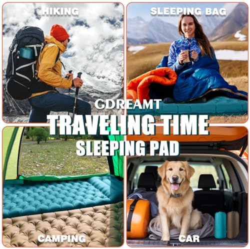 Inflatable Camping Sleeping Pad with Pillow, Extra Thickness 4 Inch Sleeping Mat with Built-in Pump, Compact & Ultralight Camping Air Mattress for Backpacking Hiking Tent Traveling