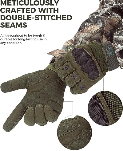 KEMIMOTO Tactical Gloves for Men, Touchscreen Motorcycle Gloves with Hard Shell & Palm Padding for Sports Motorcycle Cycling Tactical Airsoft Paintball Hunting Hiking Camping Climbing