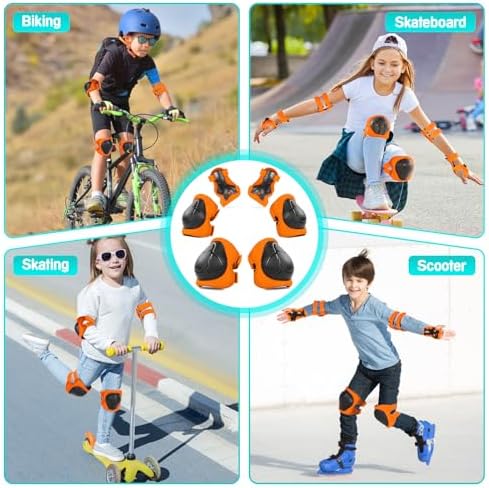 Kids Protective Gear Set Knee Pads for Kids 3-14 Years Toddler Knee and Elbow Pads with Wrist Guards 3 in 1 for Skating Cycling Bike Rollerblading Scooter
