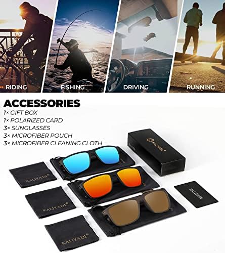 KALIYADI Polarized Sunglasses for Men, Lightweight Sun Glasses with UV Protection for Driving Fishing Golf