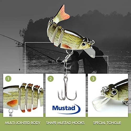 TRUSCEND Swimmax for Freshwater and Saltwater, Lifelike Fishing Lures for Bass Trout Crappie Walleye Pike Bluegill Salmon, Swimbait for Bass Fishing, Amazing Fishing Gear Gifts for Family Fishing