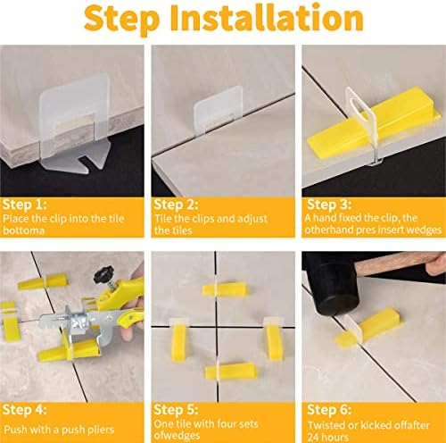 DGSL Leveling System with Plier - 600-Piece Spacers Clips and 200-Piece Reusable Wedges - Tools Set for Tile and Stone Installation 1/8 Inch