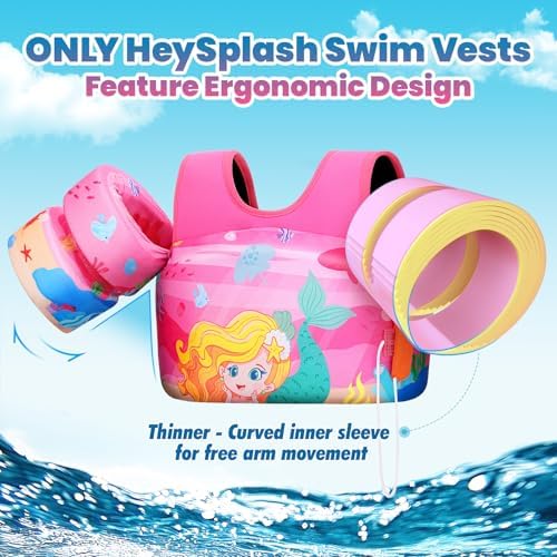 HeySplash Swim Vest for Kids, Toddler Pool Floaties Fit 20-50/70 Lbs, Children Swimming Vest with Adjustable Strap, Swim Jacket Water Wing Arm Float, Puddle Sea Beach Boat Jumper Boy Girl Baby