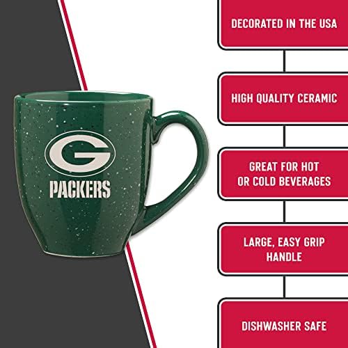 Rico Industries NFL Football 16 oz Team Color Laser Engraved Speckled Ceramic Coffee Mug