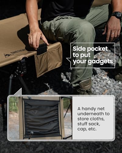 OneTigris SUPRANUBIS Camping Cot, Height Adjustable with Cot Leg Extenders, Strong Support 330lbs, Lightweight Comfortable Folding Bed for Camping, Hiking, Travel, Truck, Beach, Office Nap