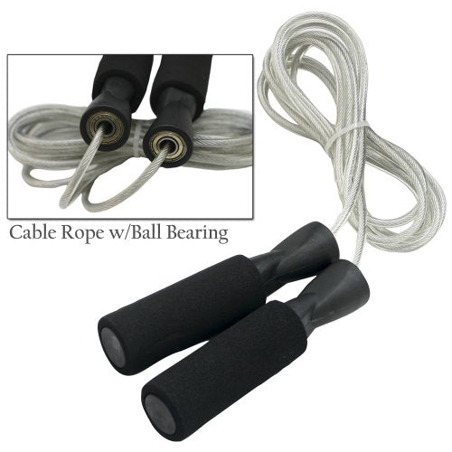 DA VINCI Weighted 10 ft Adjustable Speed Cable Jump Rope with Ball Bearing Handle Mechanism and 1/3 lb Weight in Each Handle (Black)