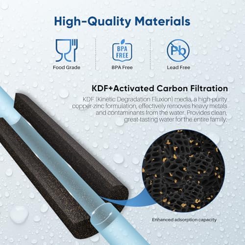 PUREPLUS 5 Micron 10" x 4.5" Whole House Coconut Shell Activated Carbon and KDF Water Filter, Heavy Metal Removal Replacement Water Filter, Compatible with GXWH40L, GXWH35F, BB10, CTO10BB-KDF, 2 PACK
