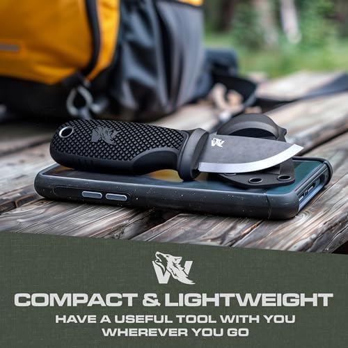 W-MINI 2 - EDC Neck Knife with Sheath and Necklace - Small EDC Fixed Blade Knife Necklace and Belt Clip - Pocket Fixed Blade Knives - Full Tang Neck Knife with Sheath Tactical + Fire Starter