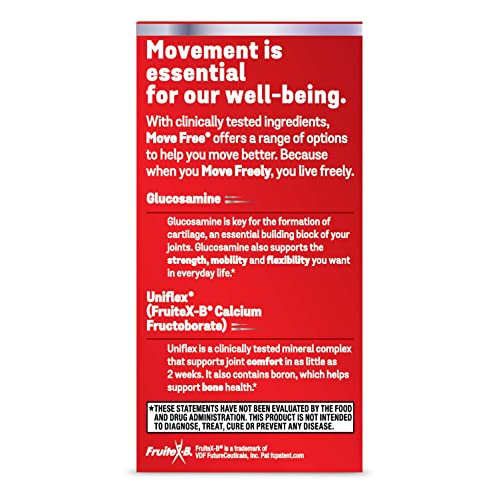 Move Free Advanced Glucosamine Chondroitin + Calcium Fructoborate Joint Support Supplement, Supports Mobility Comfort Strength Flexibility & Bone - 200 Tablets (100 servings)