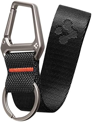 Spigen Life Carabiner Lanyard Keychain Strap for Keys ID Badge Wallet Holder and Everyday Carry Items Wrist Keychain Ring Carabiner - Black
