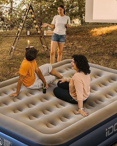 iDOO Air Mattress Full with Built in Pump, 18" Raised Comfort Blow up Mattress, Inflatable Mattress for Guests & Home, Air Bed, colchon inflable, Upgraded Four Chamber Technical Airbed