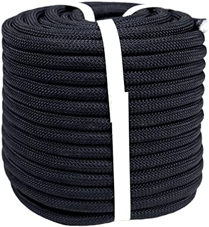 Braided Polyester Arborist Rigging Rope (3/8 inch X 100 feet) High Strength Outdoor Rope for Tree Climbing Hiking Camping Swing, Black