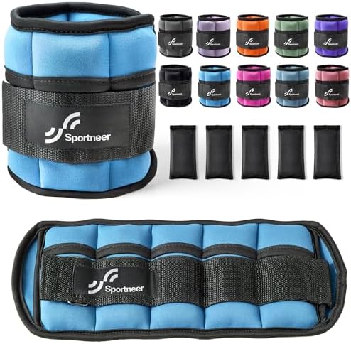 Sportneer Adjustable Ankle Weights 1 Pair 2 4 6 8 10 Lbs Leg Weight Straps for Women Men, Weighted Ankle Weights Set for Gym,Fitness, Workout,Walking, Jogging,1-5 lbs Each Ankle, 1 Pair 2-10 lbs
