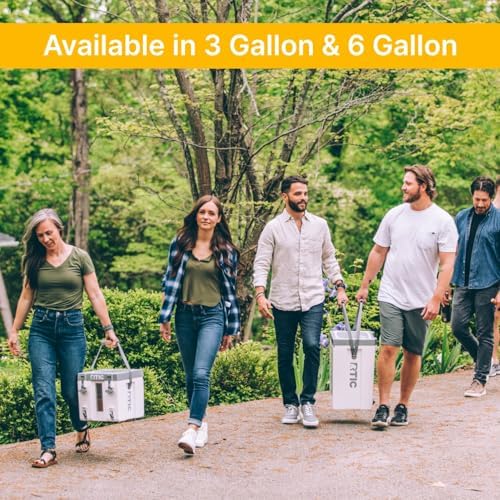 RTIC Halftime Water Cooler Portable Carrier Container, Drink Beverage Dispenser, Stackable with 2 Taps, Bottleless, BPA-Free, for Sports, Camping, BBQ, Parties, Picnic, & More, White