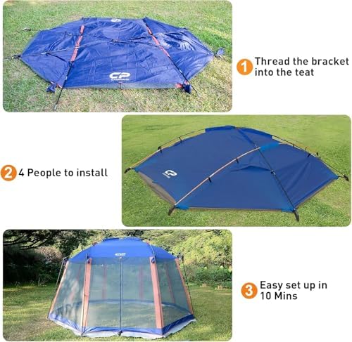 CAMPROS CP Screen House 13 x 13 Ft Screened Mesh Net Wall Canopy Tent Screen Shelter Gazebos for Patios Outdoor Camping Activities - Blue