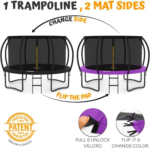 JUMPZYLLA Trampoline Outdoor 8FT 10FT 12FT 14FT 15FT 16FT with Enclosure and Ladder, ASTM Approved Recreational Trampoline for Kids and Adults, Anti-Rust Coated Frame