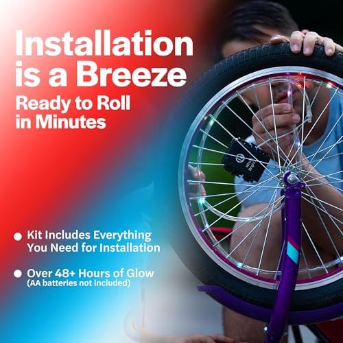 Brightz WheelBrightz LED Bike Wheel Lights - 2025 Edition with Superior Straps & LED-Weatherproof Shield! 14 Colors - Unmatched Durability, Visibility & 48+ Hours of Dazzling Illumination