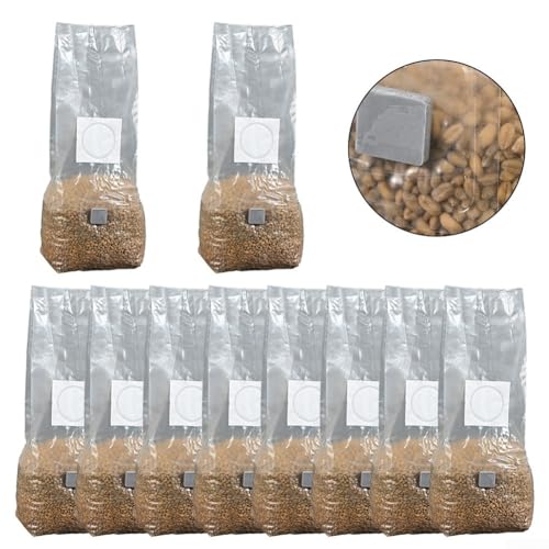 Oniissy 10×High-Yield Mushroom Cultivation Bags: Sterilized & Versatile for All Setups,Mushroom Bags with Vents,Clear Breathable Mushroom Substrate Bag