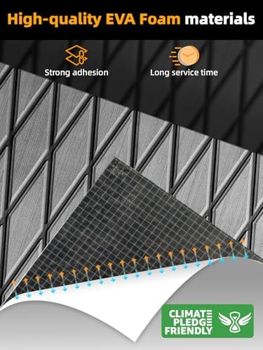 FOCEAN Boat Flooring EVA Foam Boat Decking Marine Mat Non-Slip Self-Adhesive Flooring Sheet for Motorboat Kayak Surfboard Garden Floor Swimming Pools, 94.5''x 15.7'', Grey with Black Lines