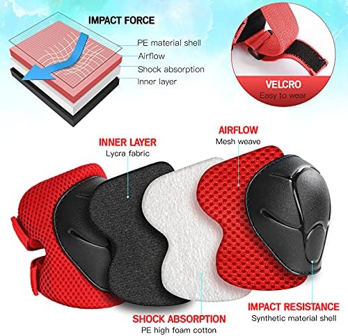 Kids Protective Gear Set Knee Pads for Kids 3-14 Years Toddler Knee and Elbow Pads with Wrist Guards 3 in 1 for Skating Cycling Bike Rollerblading Scooter