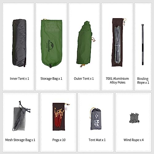 Naturehike Mongar 2 Person 3 Season Camping Tent Ultralight Backpacking Tent for Hiking Cycling