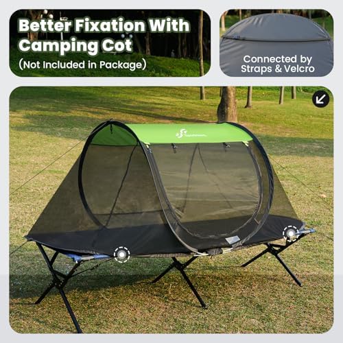 Sportneer Pop-Up Mosquito Net Tent, Portable Foldable Mosquito Tent with Bug Screen Net Adults Kids for Camping Cot, 1 Person Camping Tent for Bed