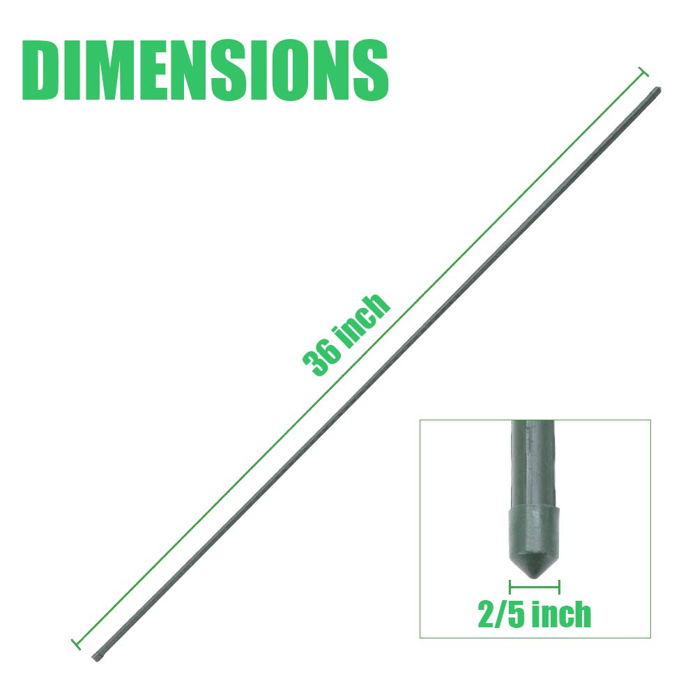 Mininfa Steel Plant Stakes 3 Feet, Plastic Coated Metal Garden Stakes Supports Climbing for Tomatoes, Trees, Beans, 25 Pack