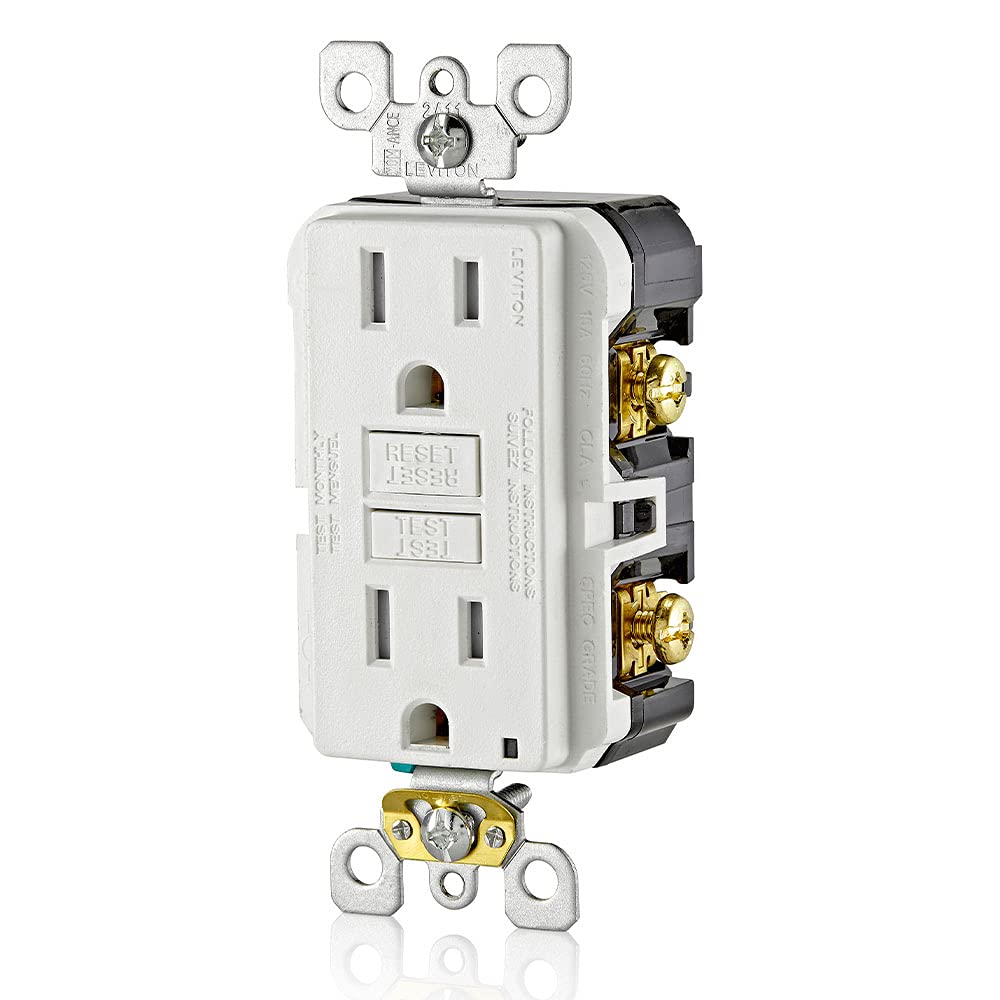 Leviton GFCI Outlet, 15 Amp, Self Test, Tamper-Resistant with LED Indicator Light, Protection from Electric Shock and Electrocution, GFTR1-W, White