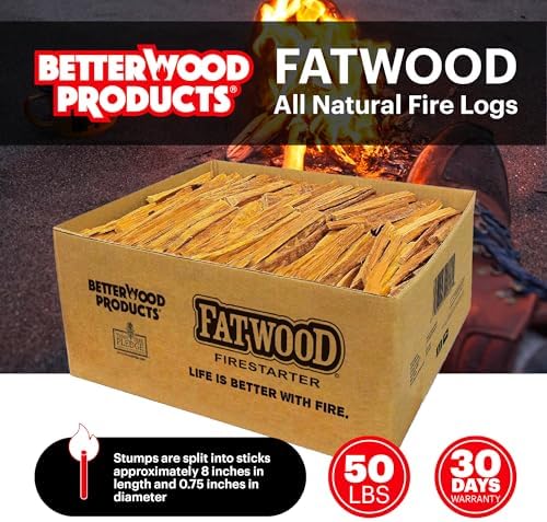 1 Pack Fatwood Fire Starter Sticks, Fireplace & Campfires, 50 Lbs