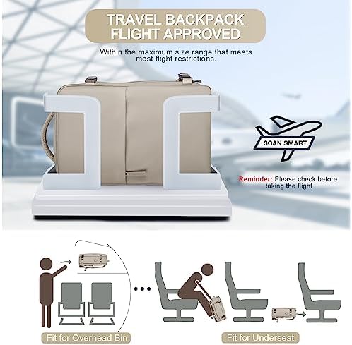 coofay Laptop Travel Backpack For Women Men Airline Approved Carry On Bags For Airplanes Underseat Luggage Backpack For Traveling On Airplane Personal Item Travel Bag For Airlines Light Brown