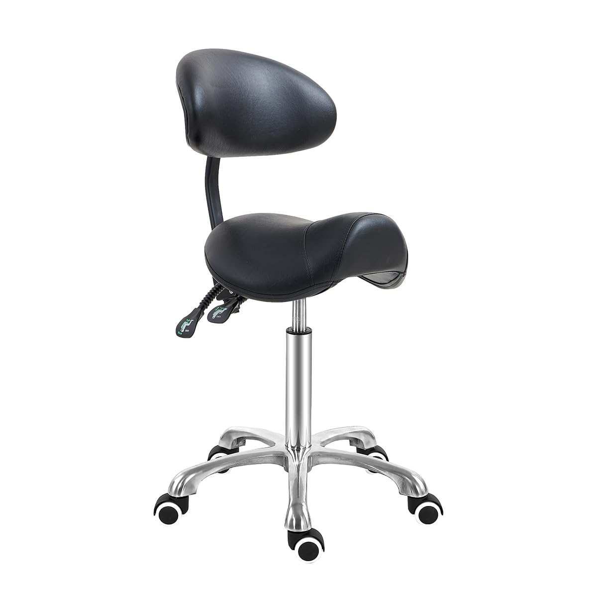 Antlu Saddle Stool Chair with Back Support, Ergonomic Esthetician Stool Chair for Salon Tattoo Spa Medical Dentist Clinic (with Backrest, Black)