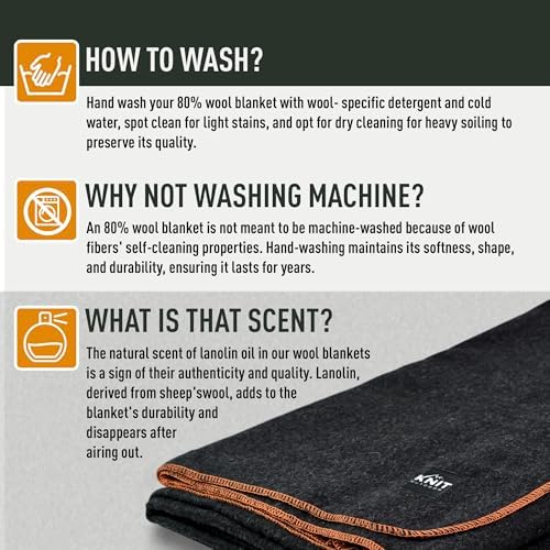 Large Military Wool Blanket - Warm & Thick Emergency Survival Blanket Great for Camping, Outdoors, Sports Events, Picnics, 4.5 lbs, 64" x 88" (Charcoal)