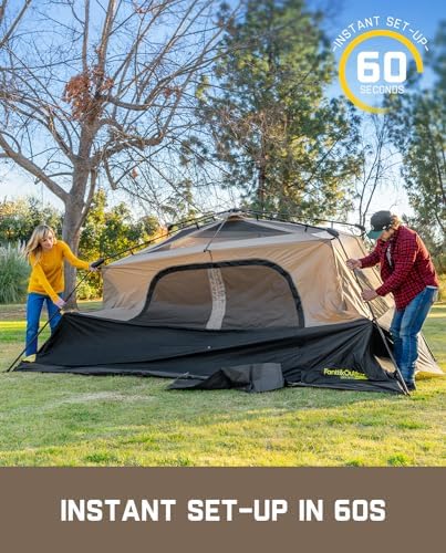 FanttikOutdoor Camping Tent 4/6/8/10 Person Instant Cabin Tent Setup in 60 Seconds with Rainfly & Windproof Portable with Carry Bag for Family Camping & Hiking