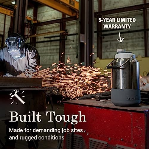 Coleman Pro Heavy-Duty Insulated Gallon Water Jug Leakproof Portable Jug for Rugged Outdoor Use & Jobsites Durable Steel with Anchor Point for Ultimate Portability
